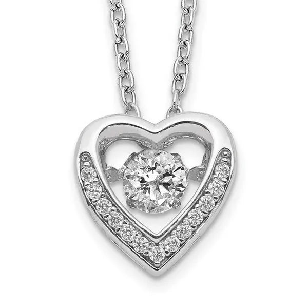 Cheryl M Sterling Silver Rhodium-plated Brilliant-cut Vibrant CZ Heart 18" Necklace