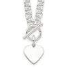 Sterling Silver Engraveable Heart Disc on Fancy Link Toggle 18" Necklace