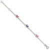 Sterling Silver Multi-color Enamel Butterfly with 1" ext. Children's Bracele