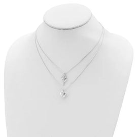 Sterling Silver 2-Strand Heart and Key Necklace