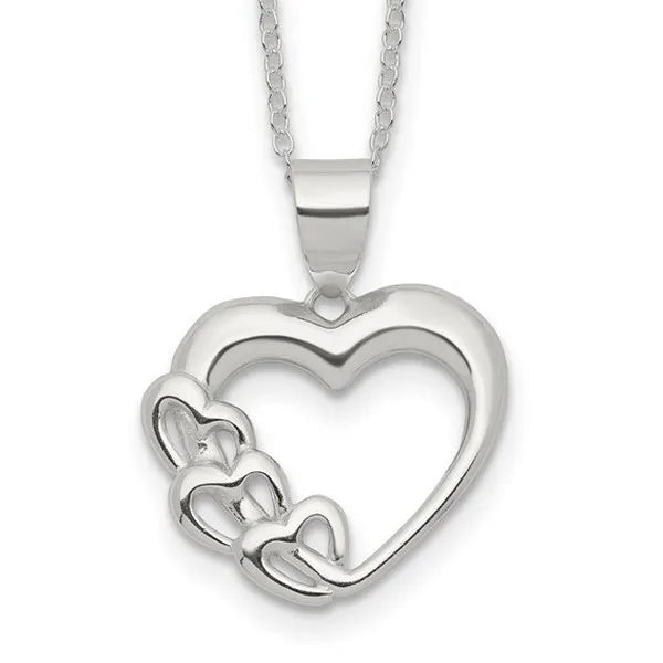 Sterling Silver Rhodium-plated Heart Necklace