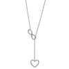 Sterling Silver Rhodium-plated Polished Open Infinity Symbol 16" Y Drop Open Heart Necklace with 2" extension