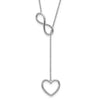 Sterling Silver Rhodium-plated Polished Open Infinity Symbol 16" Y Drop Open Heart Necklace with 2" extension