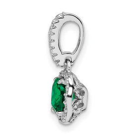 Sterling Silver Rhodium-plated Green and White CZ Slide