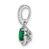 Sterling Silver Rhodium-plated Green and White CZ Slide