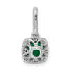 Sterling Silver Rhodium-plated Green and White CZ Slide