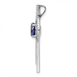 Sterling Silver Rhodium plated Blue and White CZ Slide Pendant