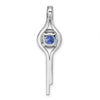 Sterling Silver Rhodium plated Blue and White CZ Slide Pendant