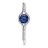 Sterling Silver Rhodium plated Blue and White CZ Slide Pendant