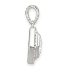 Sterling Silver E-coated CZ Hexagon Pendant