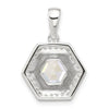 Sterling Silver E-coated CZ Hexagon Pendant