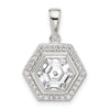 Sterling Silver E-coated CZ Hexagon Pendant