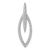 Sterling Silver Rhodium-plated CZ Oval Drop Pendant