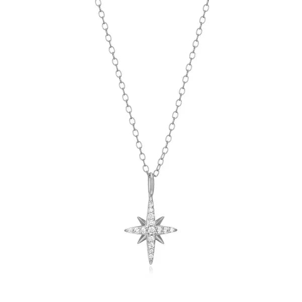 Cardinal Points Pendant Necklace in Rhodium-Plated Sterling Silver