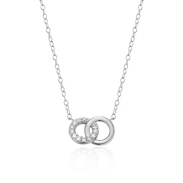 Twin Circle Necklace in Rhodium-Plated Sterling Silver