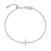 Cross Pendant Bolo Bracelet in Rhodium-Plated Sterling Silver