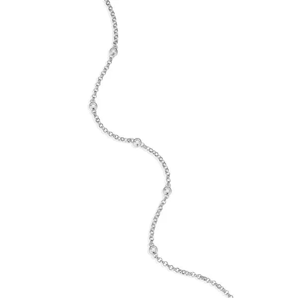 Bezel Station Bolo Bracelet in Rhodium-Plated Sterling Silver