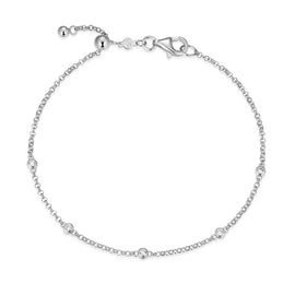 Bezel Station Bolo Bracelet in Rhodium-Plated Sterling Silver