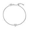 Pave Heart Pendant Bolo Bracelet in Rhodium-Plated Sterling Silver