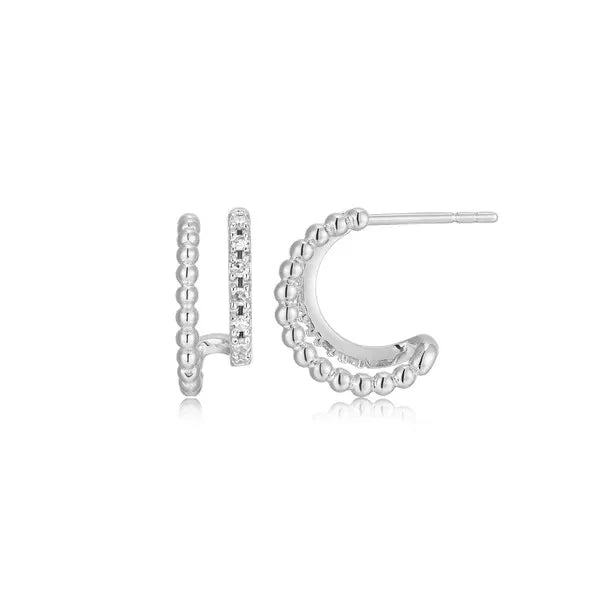 Rope Multi-Hoop Stud Earrings in Rhodium-Plated Sterling Silver