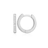 Single Row Hoop Earrings in Rhodium-Plated Sterling Silver