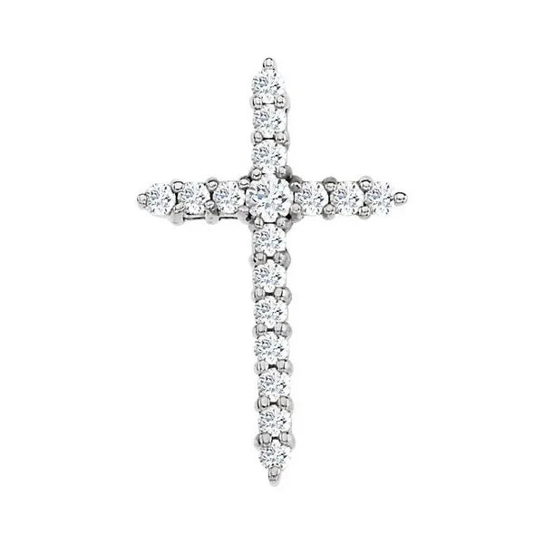 14K White 1/3 ctw Natural Diamond Cross Pendant