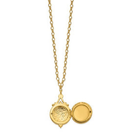 Symbols of Faith Gold-tone Pink Crystal and Pink Enamel Mary and Child 20mm Locket 17.5" Necklace Holds 2 Photos