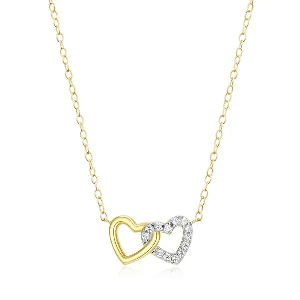 Open Twin Heart Necklace in 14K Yellow Gold-Plated Sterling Silver