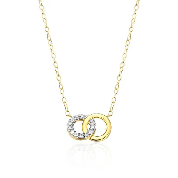 Twin Circle Necklace in 14K Yellow Gold-Plated Sterling Silver
