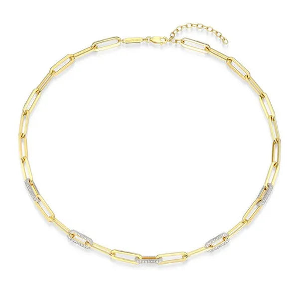 Paperclip Pave Chain Lab-Created Diamond Necklace