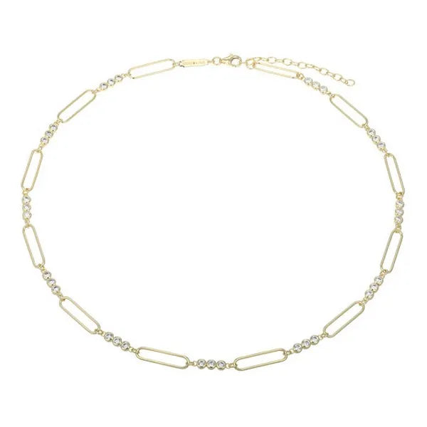 Bezel Paperclip Lab-Created Diamond Necklace