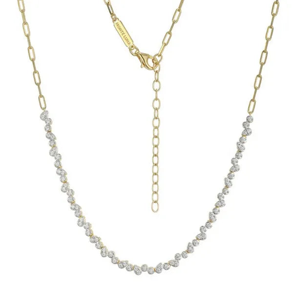 Pear/Round Lab-Created Diamond Paperclip Necklace