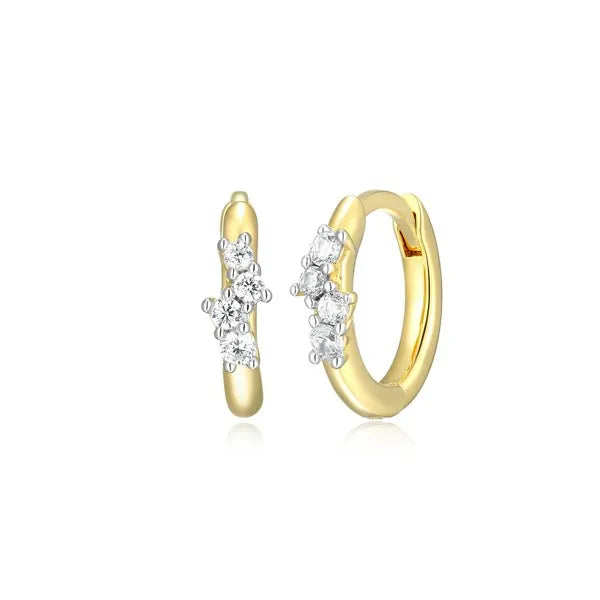 Petite Scattered Lab-Created Huggie Earrings in 14K Yellow Gold-Plated Sterling Silver
