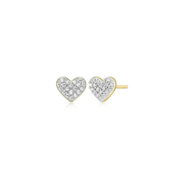 Heart Stud Earrings in 14K Yellow Gold-Plated Sterling Silver