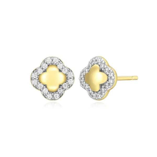 Clover Stud Earrings in 14K Yellow Gold-Plated Sterling Silver