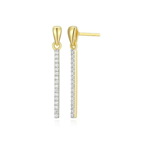 Bar Drop Stud Earrings in 14K Yellow Gold-Plated Sterling Silver