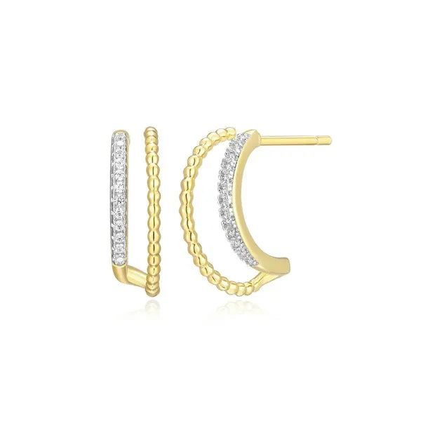 Rope Multi-Hoop Stud Earrings in 14K Yellow Gold-Plated Sterling Silver