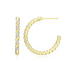 Twist J-Hoop Stud Earrings in 14K Yellow Gold-Plated Sterling Silver