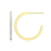 Large J-Hoop Stud Earrings in 14K Yellow Gold-Plated Sterling Silver