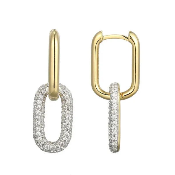 Paperclip Pave Lab-Created Diamond Drop Earrings
