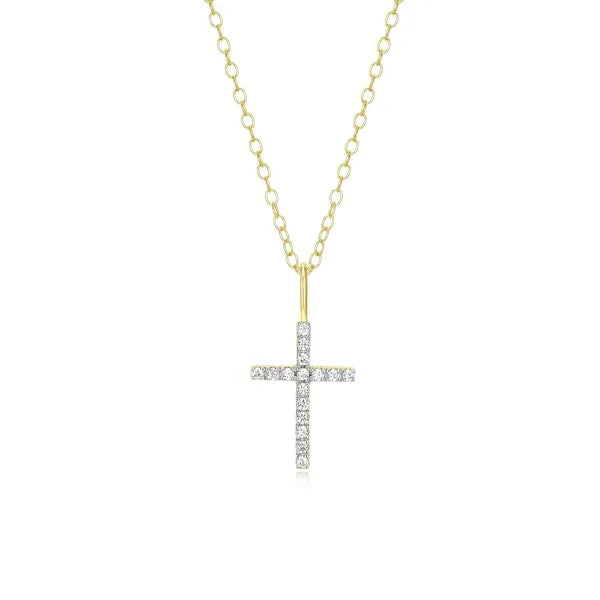 Cross Pendant Necklace in 14K Yellow Gold-Plated Sterling Silver