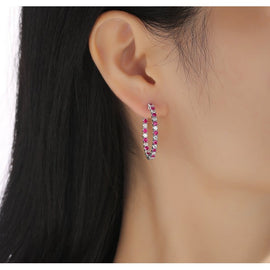 Lab Grown Diamond 2.23ctw In and Out Hoop Earrings