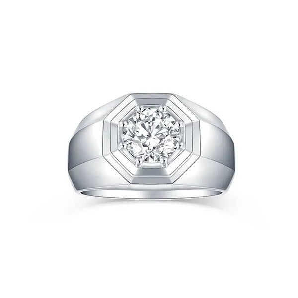Lab Grown Diamond Hexagon Solitaire Men's Band