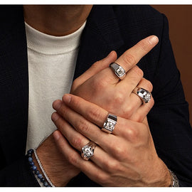 Lab Grown Diamond Square Solitaire Men's Band