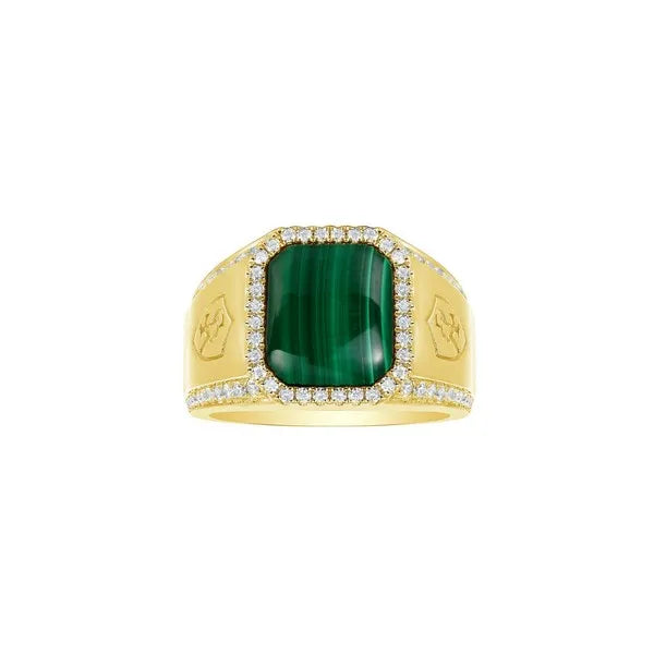 Lab Grown 6.61ct Diamond & Malachite Men's Ring