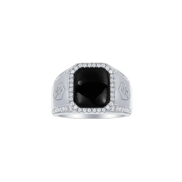 Men's Black Onyx Cushion with 4.37ct Lab Grown Diamond Ring