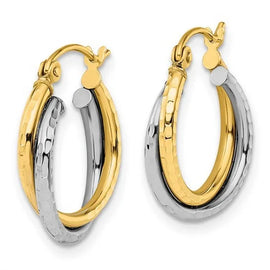 Leslie's 10K Two-tone D/C Hinged Hoop Earrings