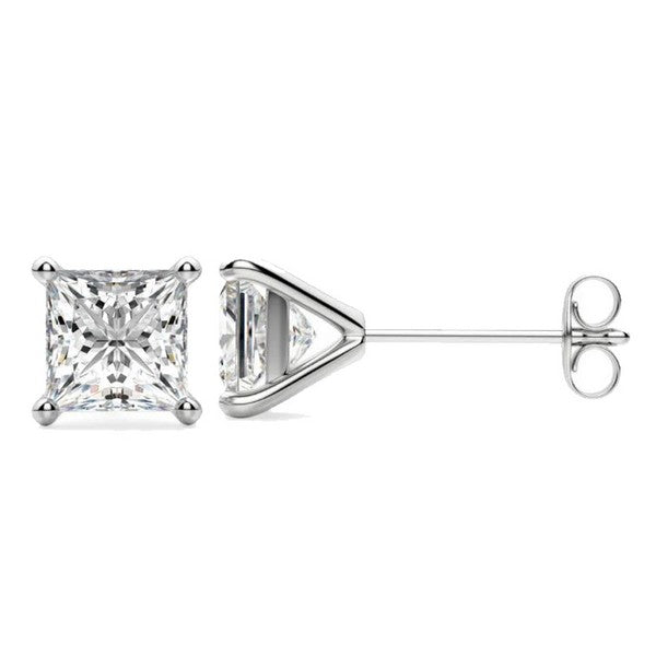 0.33ctw Natural Diamond Studs Princess Shape Set on 14K GOLD 4 Prong Martini