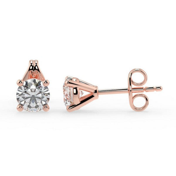0.10ctw Natural Diamond Studs Round Shape Set on 14K GOLD 4 Prong Martini