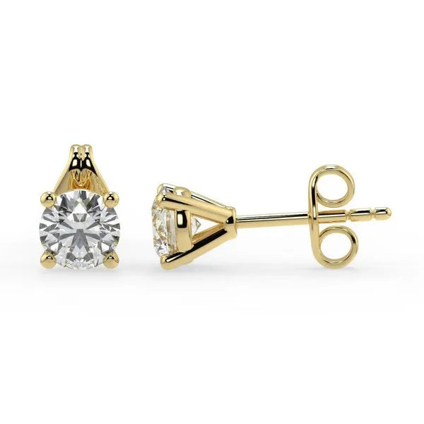 0.25ctw Natural Diamond Studs Round Shape Set on 14K GOLD 4 Prong Martini